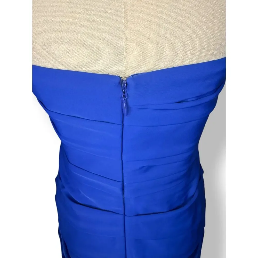 BCBGMAXAZRIA Women’s 6 Strapless Ruched‎ Cocktail Dress Sapphire Blue NEW - Picture 7 of 9